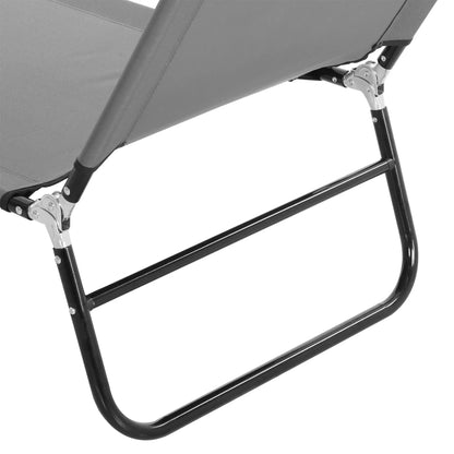 Outdoor Folding Lounge Chair, Reclining Back, Breathable Mesh, Grey Lounger Chairs at Gallery Canada