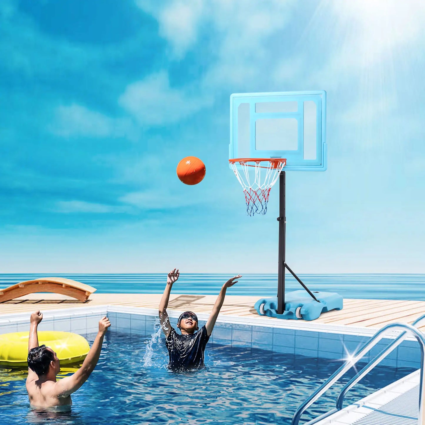 Adjustable Basketball Hoop Stand, 36.5"-48.5", Portable Goal System, Blue Basketball at Gallery Canada