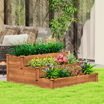 3-Tier Garden Bed Planter Box, 49"x49"x22", Brown Raised Garden Beds at Gallery Canada