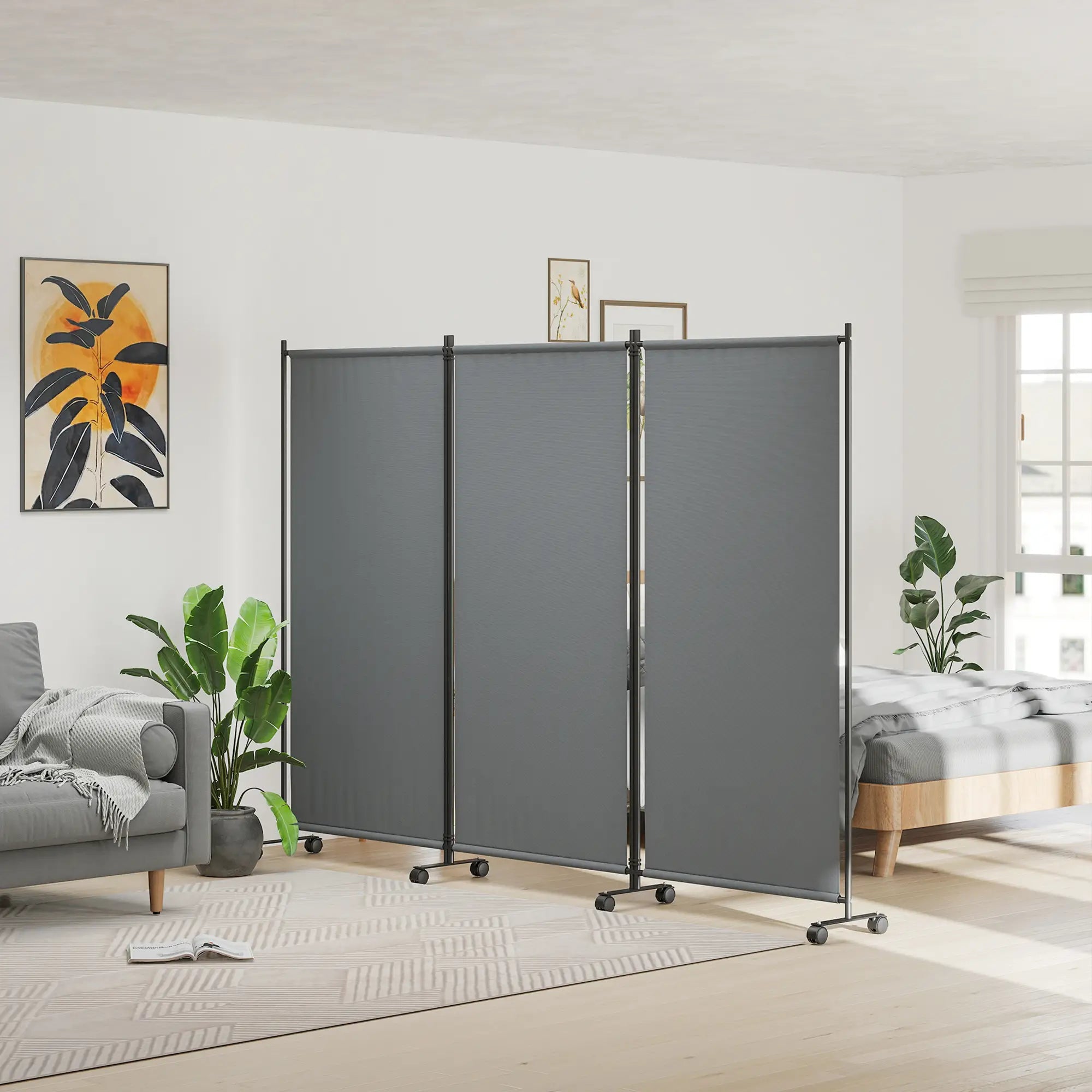 Folding Room Divider with Wheels, Privacy Screen, 6ft Tall Side Awnings at Gallery Canada