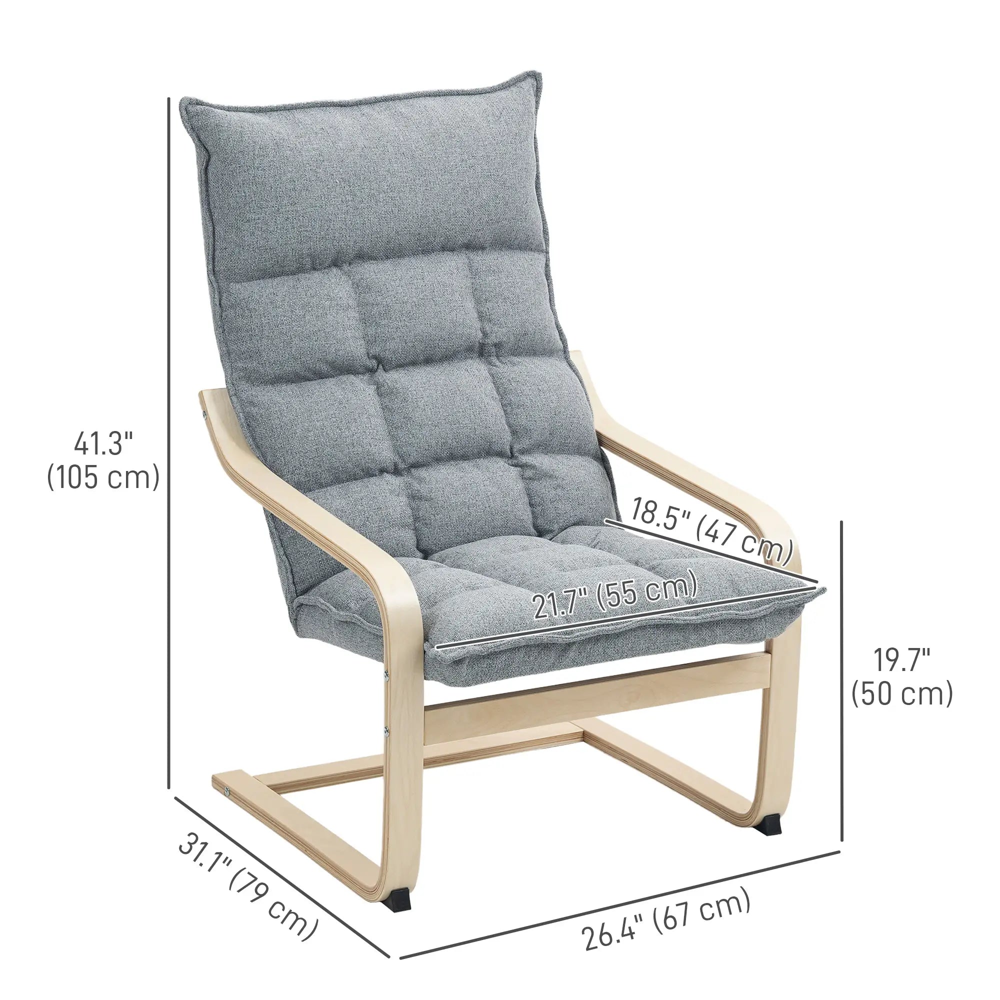 Modern Armchair, Upholstered Accent Chair, Curved Leg, Light Grey Accent Chairs at Gallery Canada