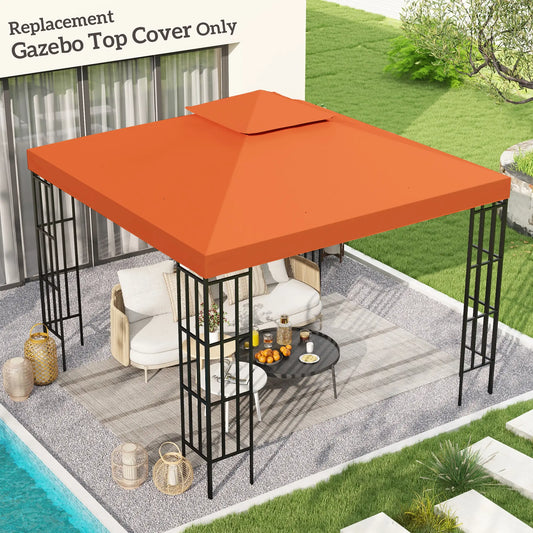 10' x 10' Square 2-Tier Gazebo Canopy Cover, Rust Red Gazebo Canopy Replacement Red at Gallery Canada