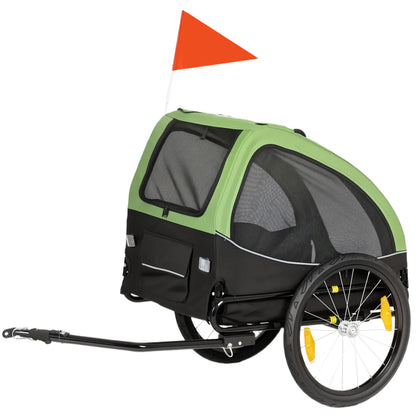 Dog Bike Trailer, Pet Cart Bicycle Wagon, 20" Wheels, Ventilated Windows Dog Bike Trailers & Strollers Dark Green, Black at Gallery Canada