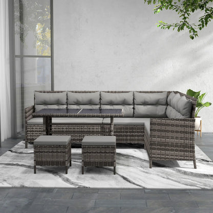 6Pc Rattan Outdoor Sofa Set w/ Dining Table, Grey Patio Furniture Sets at Gallery Canada