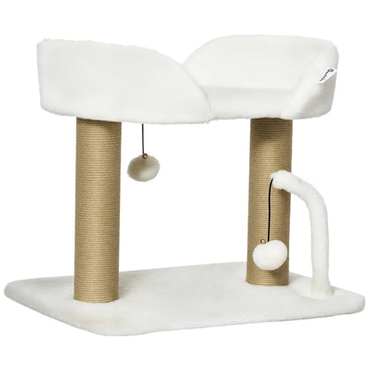 Small Cat Tower Condo, Jute Scratching Posts, Top Perch, Dangling Balls, White Cat Trees at Gallery Canada