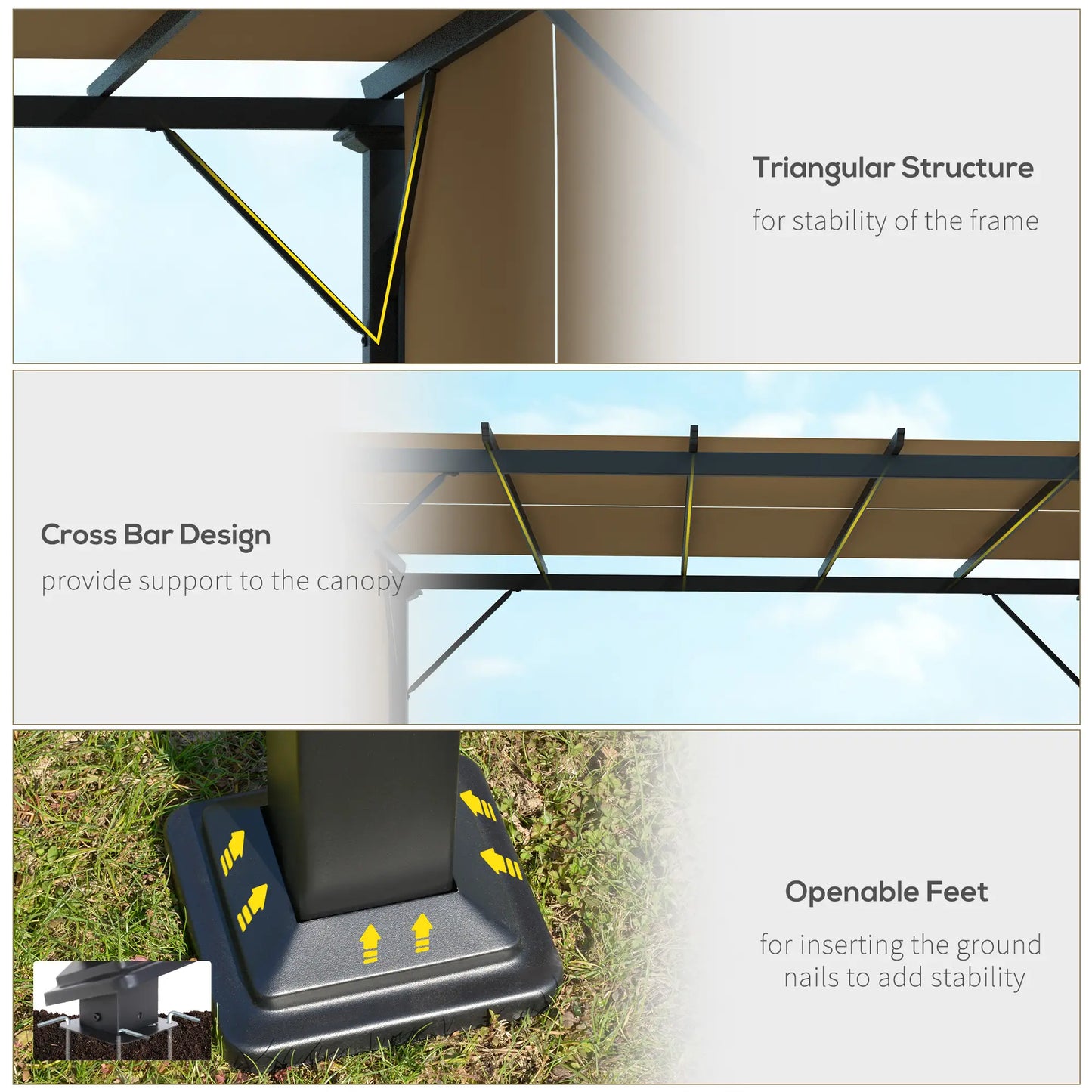 10' x 10' Retractable Pergola Canopy, Brown Pergolas at Gallery Canada