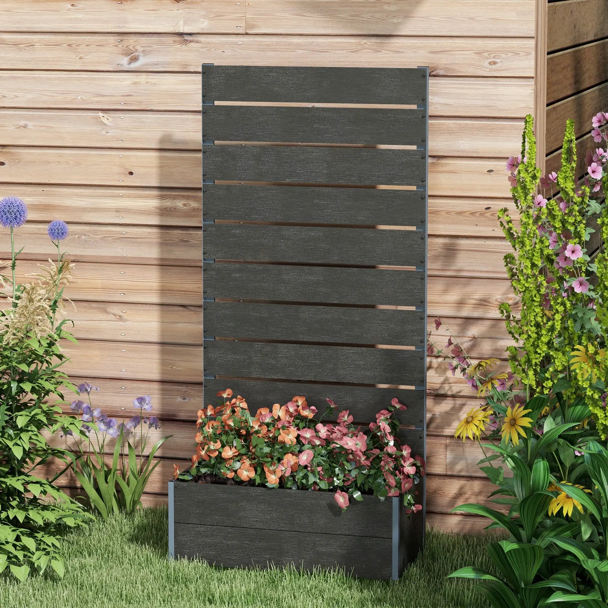 Raised Garden Bed With Trellis, Elevated Planter Box, 28