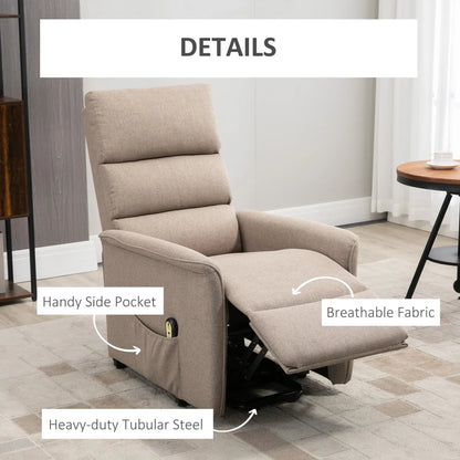 Power Lift Chair Recliner with Remote, Side Pockets, Brown