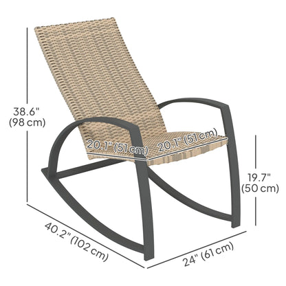 2 Wicker Patio Rocking Chairs, Rattan Outdoor Set, Khaki Outdoor Rocking Chairs at Gallery Canada