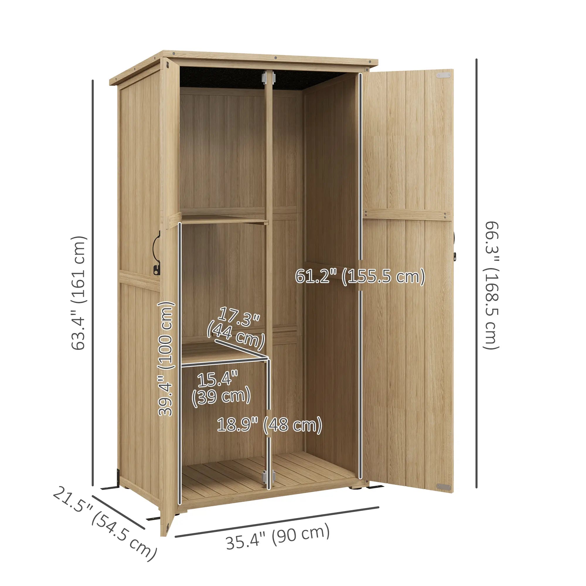 Wooden Outdoor Storage Cabinet, Garden Shed, Waterproof Asphalt Roof, Lockable Doors, Natural Sheds at Gallery Canada