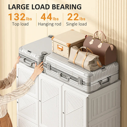 Portable Wardrobe Closet, 8 Cube Compartments, White Clothing Storage at Gallery Canada