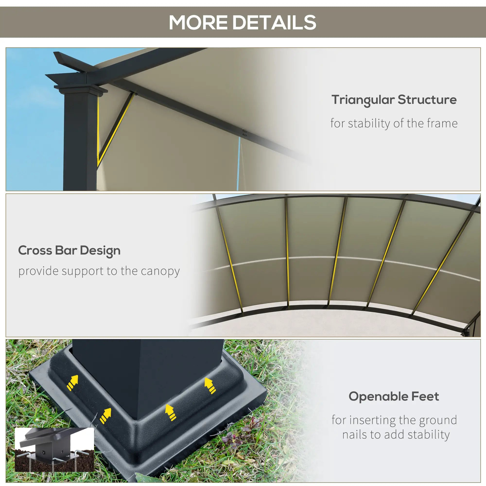 11' x 11' Retractable Pergola Canopy, Patio Backyard, Beige Pergolas at Gallery Canada