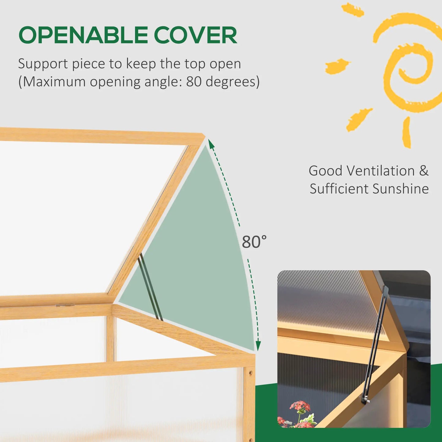Portable Wooden Cold Frame Greenhouse, Openable Top, 35.5"x23.5"x15.75", Light Brown Cold Frame Greenhouses at Gallery Canada
