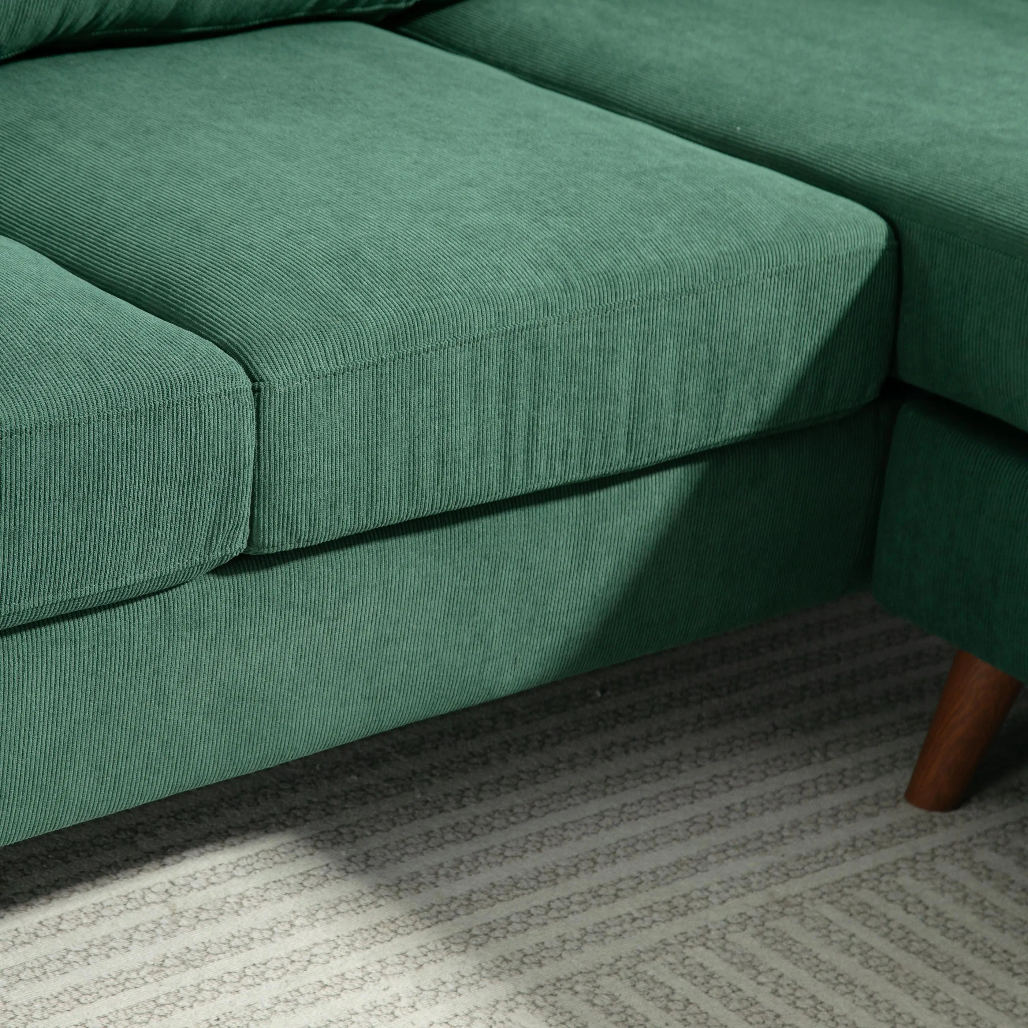 Sectional Sofa with Changeable Chaise, 3 Seat L-Shaped, Dark Green 3-Seater Sofas at Gallery Canada