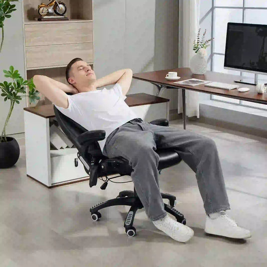 Reclining Massage Office Chair, High Back, Swivel Wheels, Black Office Chairs Black at Gallery Canada