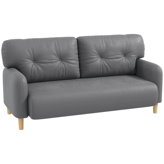 58" 2 Seat Sofa, Modern Love Seat, Upholstered Couch, Solid Wood Frame, Grey