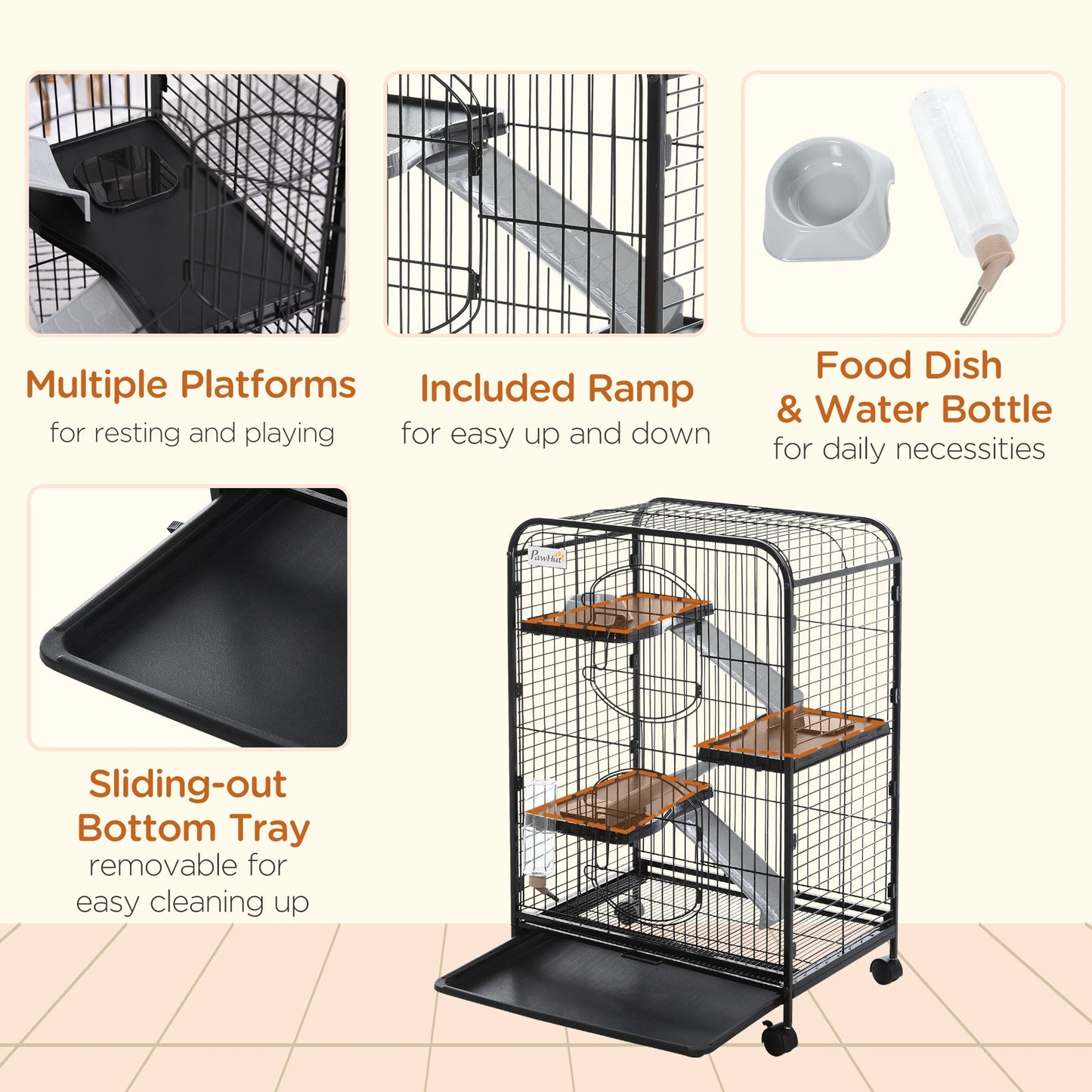 4-Tier Small Animal Cage, Rabbit Ferret Chinchilla Playpen, 24" x 17" x 37" Houses & Habitats at Gallery Canada
