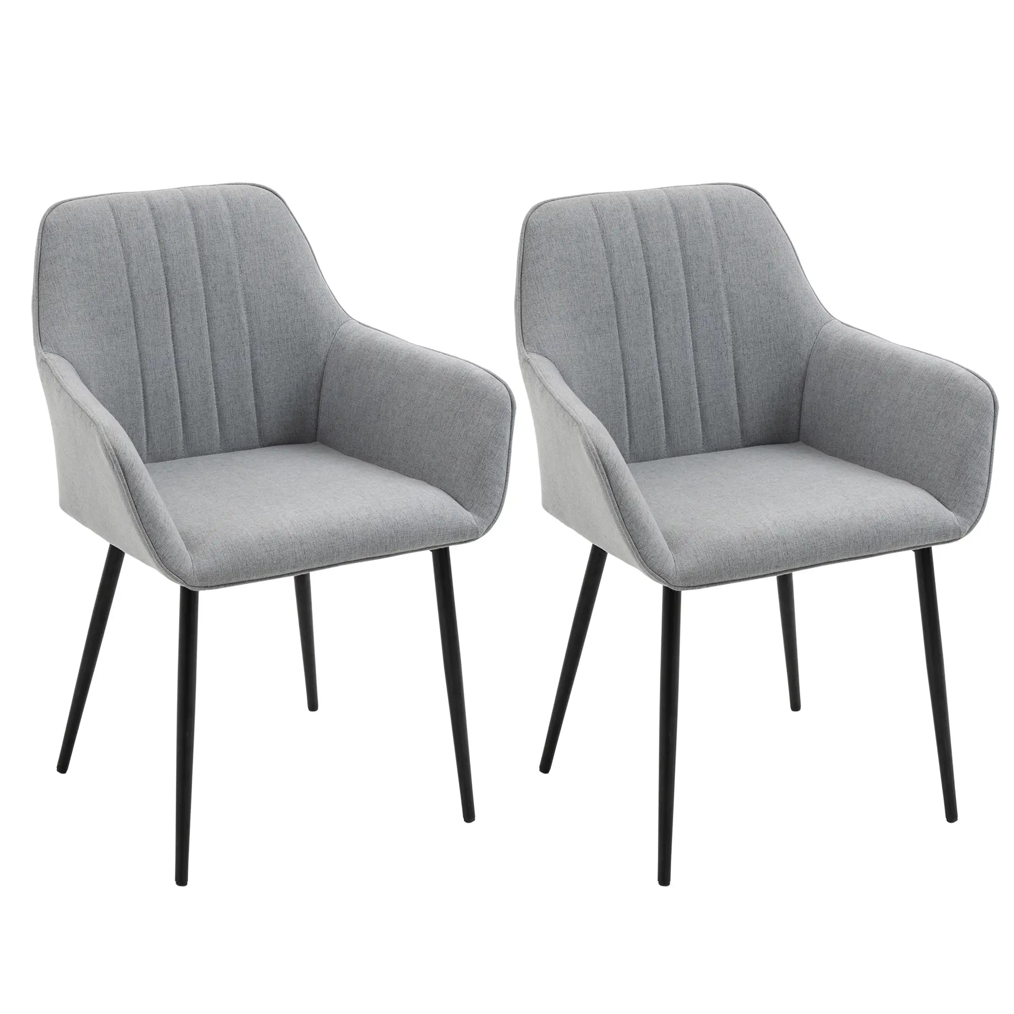 Upholstered Linen Dining Chairs, Set of 2, Metal Legs, Light Grey Bar Stools at Gallery Canada