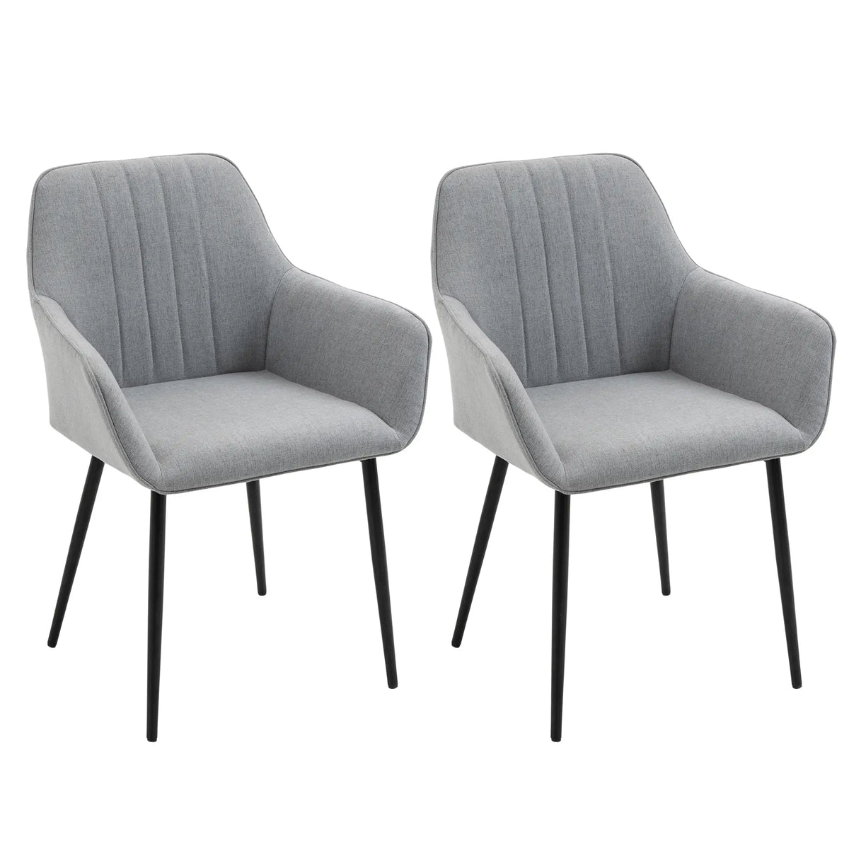 Upholstered Linen Dining Chairs, Set of 2, Metal Legs, Light Grey Bar Stools at Gallery Canada