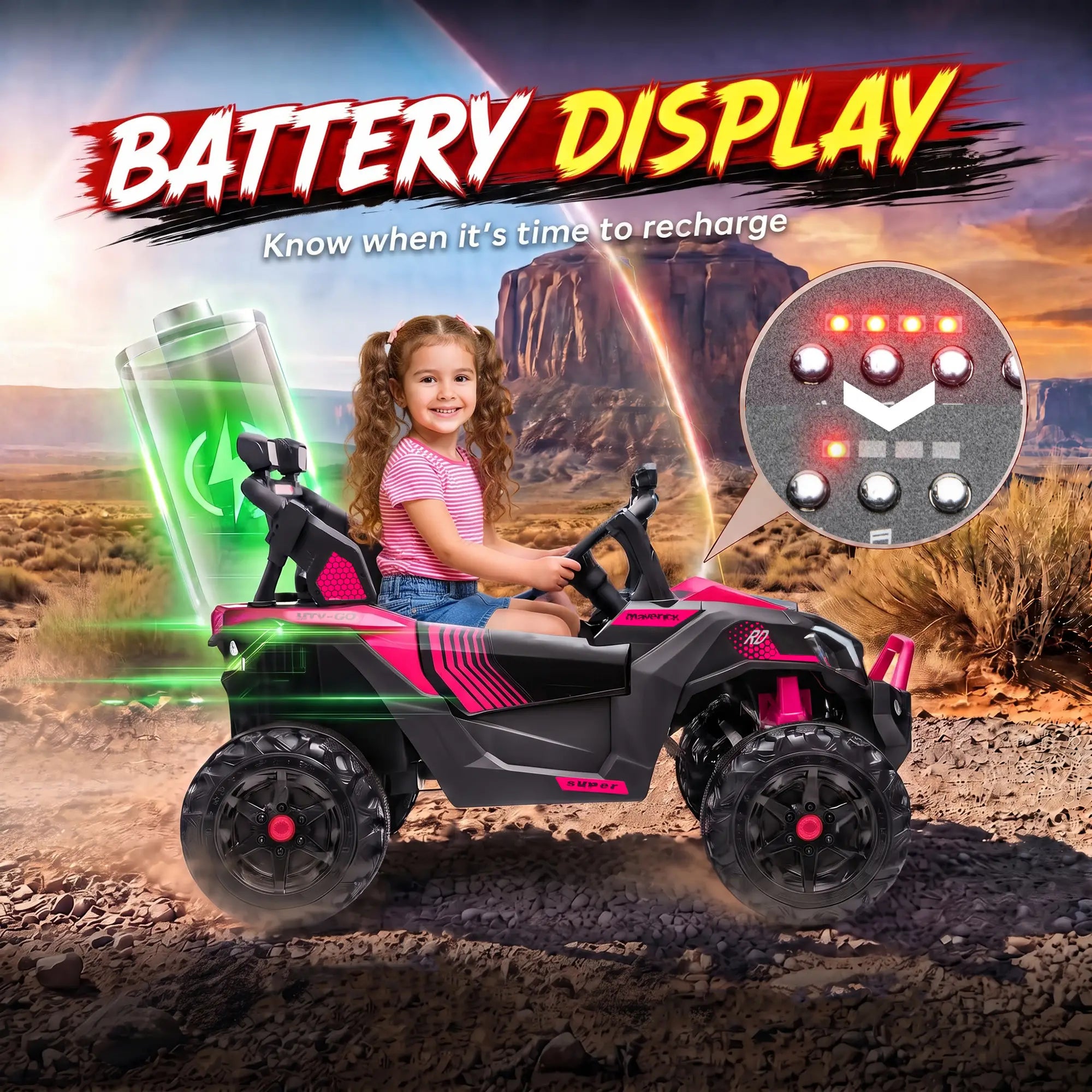 24V 2 Seater Kids Ride On Truck, Ages 3-8, Remote Control, Pink Electric Toy Cars at Gallery Canada