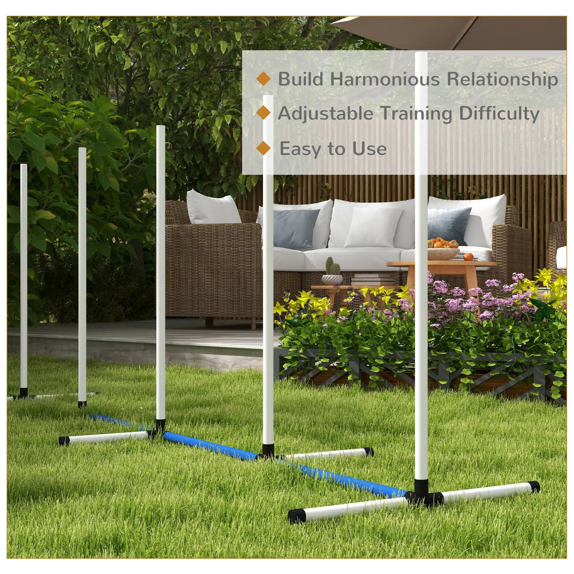 2PCs Dog Agility Kit, Weave Poles, Spray Tube, Whistle, Carry Bag, White Dog Agility Training Equipment at Gallery Canada