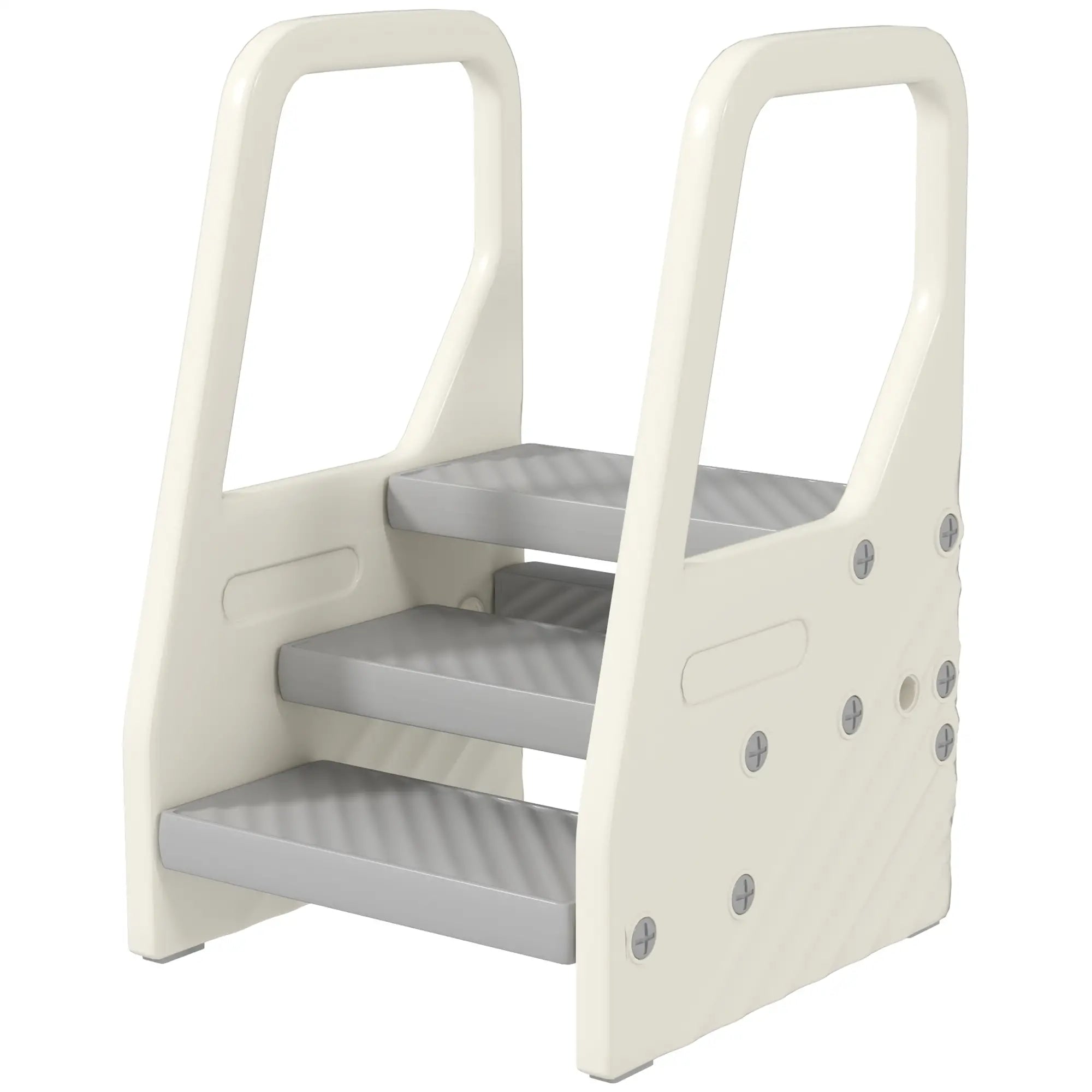 Adjustable Height Toddler Step Stool with Handle, Foot Pads, Grey Toddler & Kids Step Stools Grey, Cream White at Gallery Canada