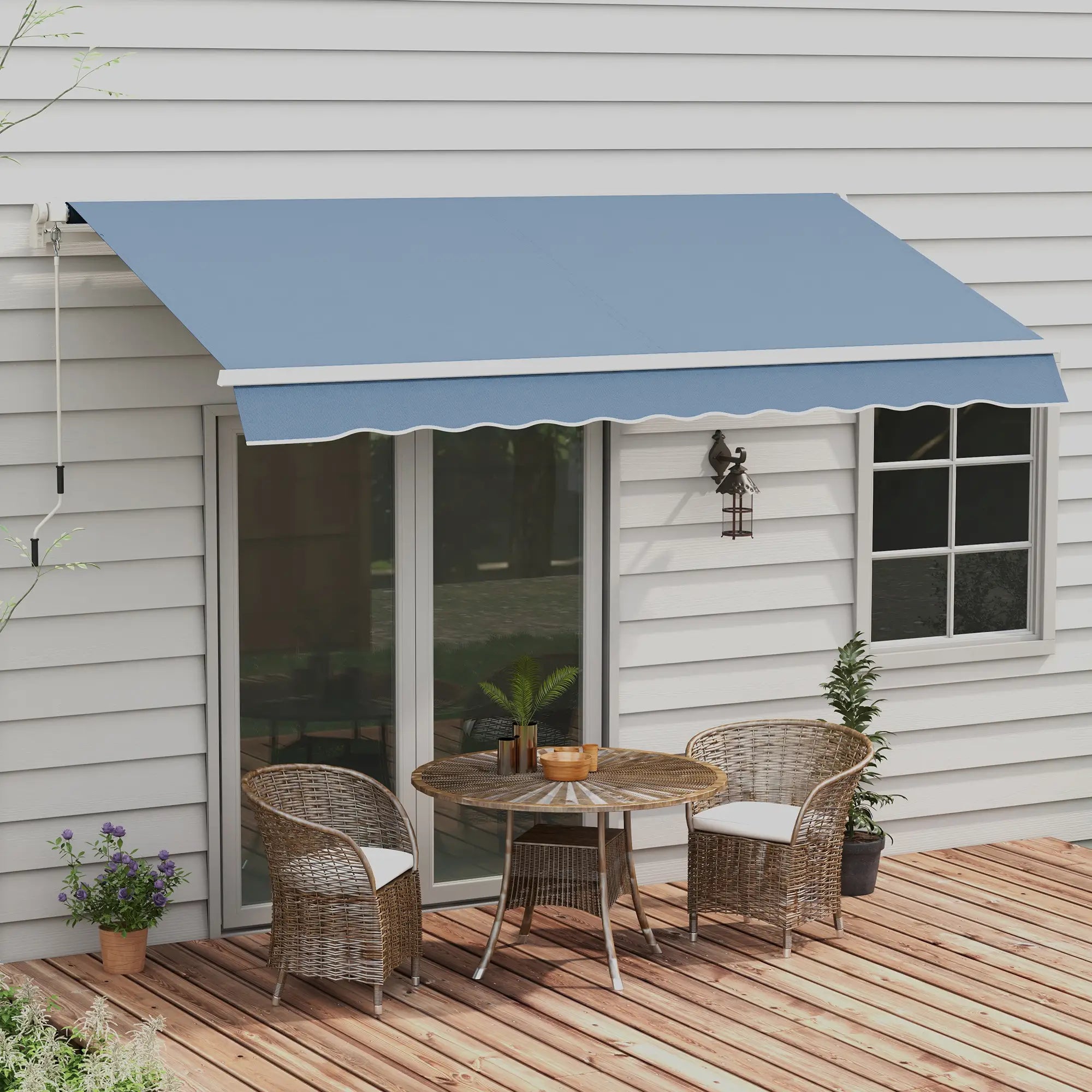 Manual Retractable Awning, 12'x10' Sunshade Shelter, Light Grey Patio Awnings at Gallery Canada