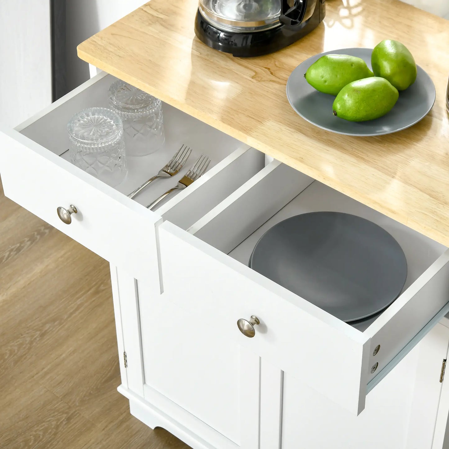 Sideboard Buffet Cabinet, 27" Kitchen Storage, Adjustable Shelf, White Storage Cabinets at Gallery Canada