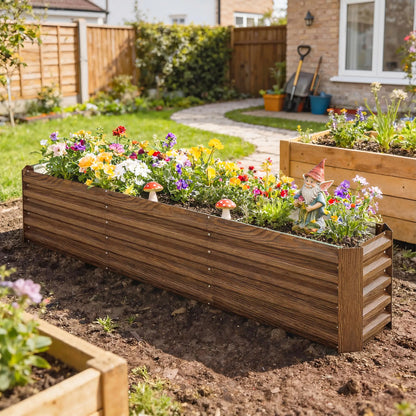 8 x 1.3 x 1.5ft Galvanized Raised Garden Bed, Brown Wood Effect, Brown Galvanized Planter Boxes at Gallery Canada