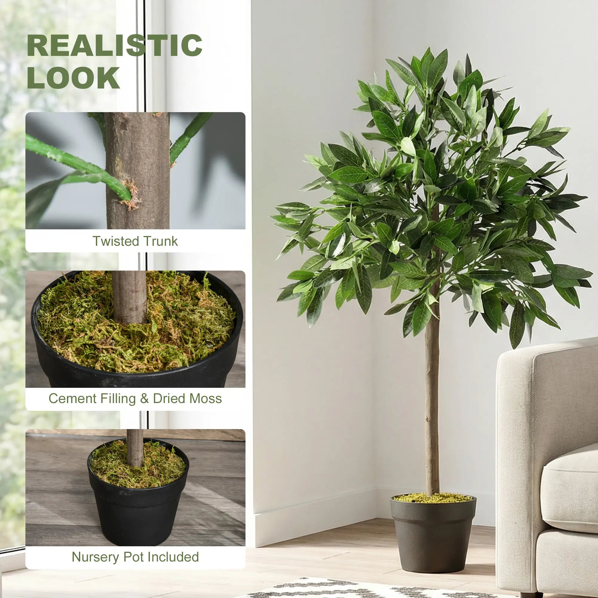 3FT Artificial Laurel Tree Set Of 2, Potted Fake Plant, Green Artificial Trees at Gallery Canada
