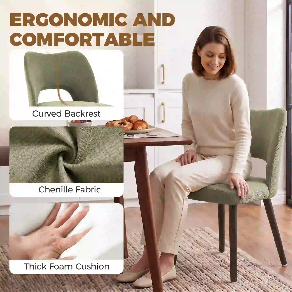 Chenille Upholstered Dining Chairs Set, Green Dining Chairs at Gallery Canada