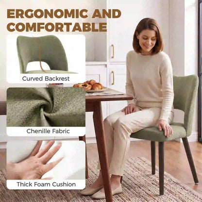 Chenille Upholstered Dining Chairs Set, Green Dining Chairs at Gallery Canada