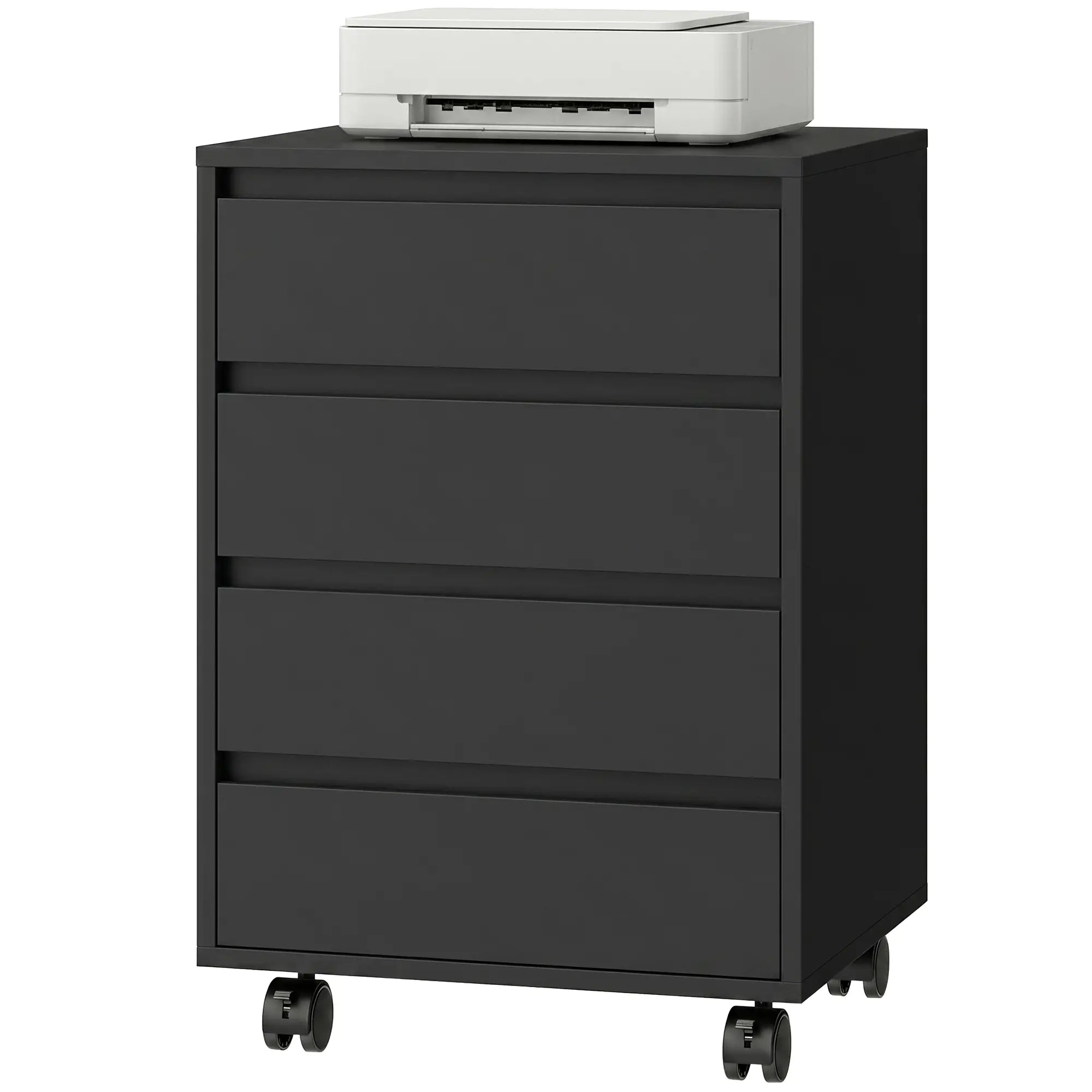 4-Drawer Vertical File Cabinet with Wheels, Black Office Cabinets & Cupboards Black at Gallery Canada