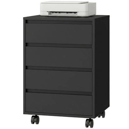4-Drawer Vertical File Cabinet with Wheels, Black Office Cabinets & Cupboards Black at Gallery Canada