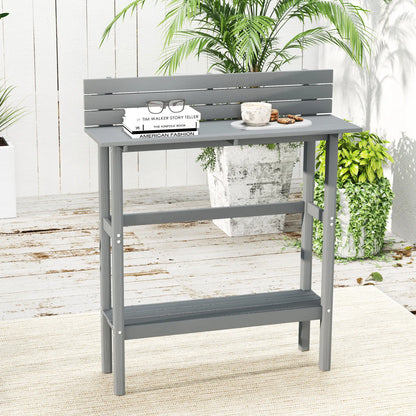110cm Rectangle Outdoor Bar Table, Slatted Top, Grey Patio Dinning Tables at Gallery Canada