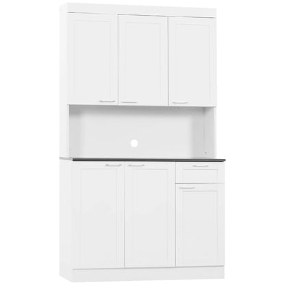 71" Kitchen Pantry Cabinet, Storage Buffet with Hutch, Adjustable Shelves, High Gloss White, White Kitchen Pantry Cabinets at Gallery Canada
