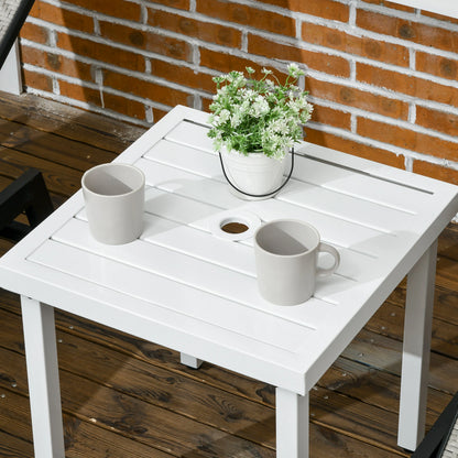 Patio Side Table With Umbrella Hole, Steel Frame, White Patio Side Tables at Gallery Canada