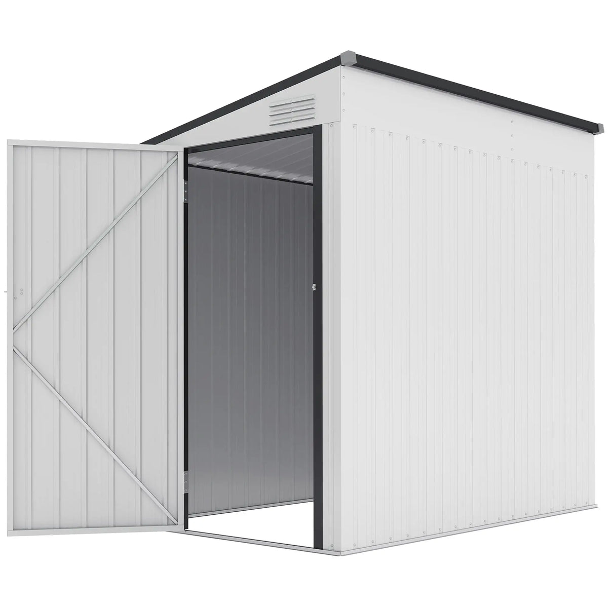 4.3' x 6.3' Metal Outdoor Storage Shed With Lockable Door, Dark Grey Sheds Dark Grey at Gallery Canada