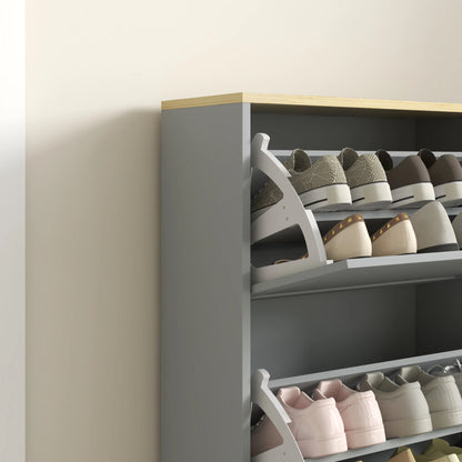 Modern Shoe Storage, 3 Flip Drawers, Adjustable Shelves, 18 Pairs, Grey Shoe Storage Cabinets & Racks at Gallery Canada