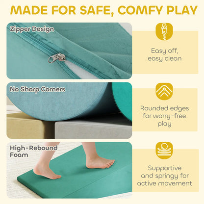 Toddler Climbing Toy, Removable Cover, Indoor Play Set, Blue/Green Kids Gym & Playmats at Gallery Canada