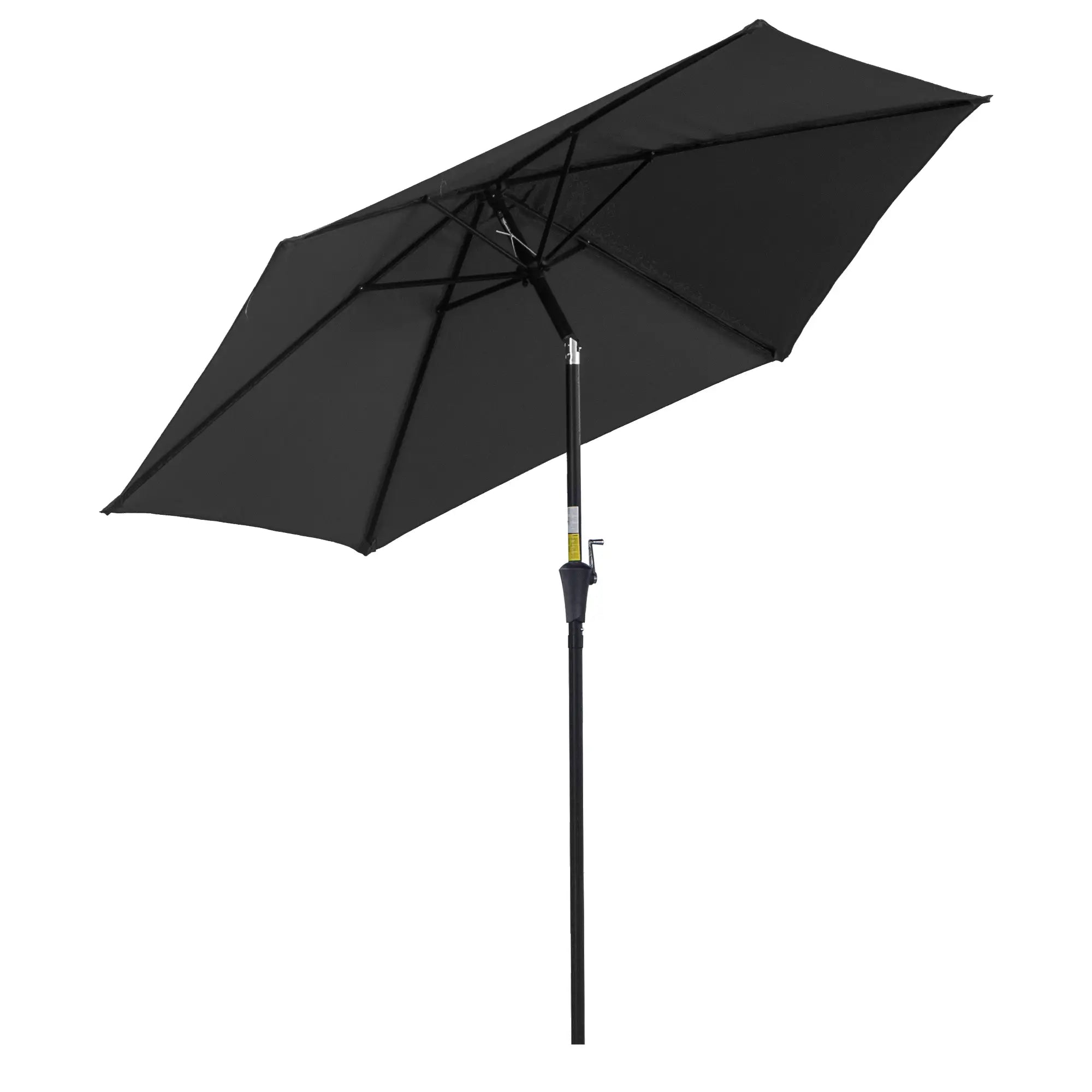 8.5' Round Aluminum Patio Umbrella, Tilt Canopy, 6 Ribs, Black Sun Umbrellas Black at Gallery Canada