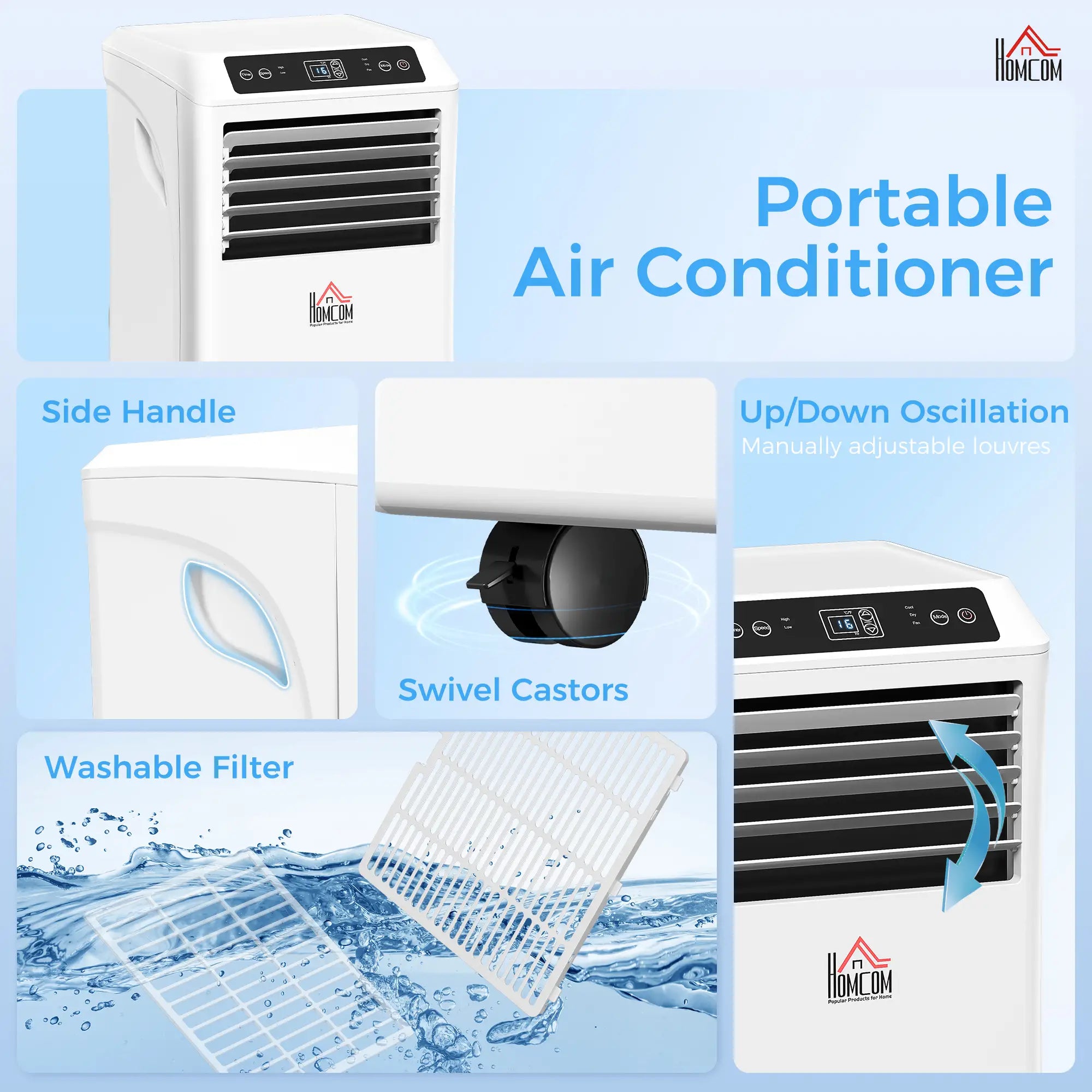 8000BTU Portable Air Conditioner, Cooling Dehumidifier, 2 Speed Fans, 24H Timer, White Air Conditioner at Gallery Canada