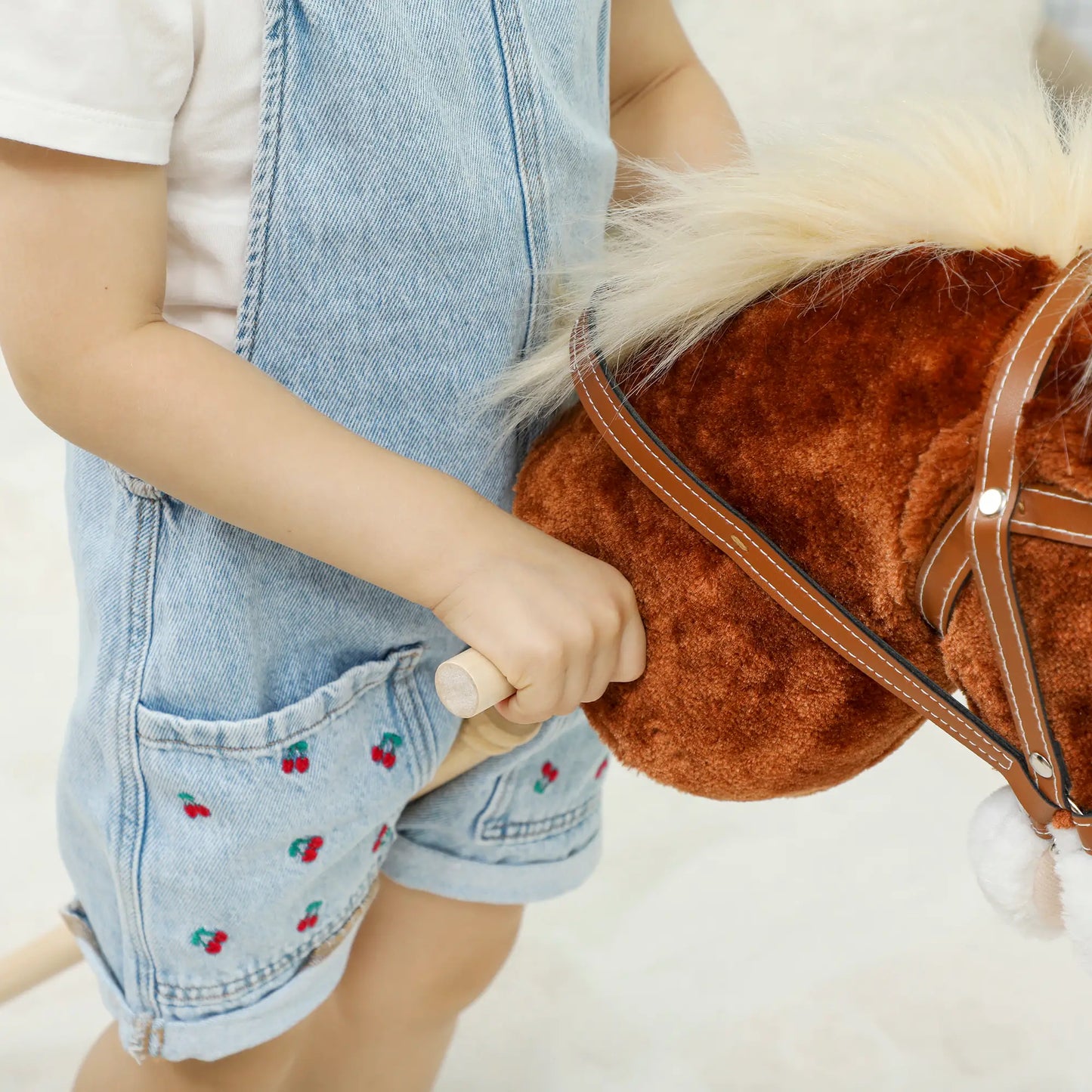 Unicorn Stick Horse, Plush Hobby Horse with Wood Wheels, Neighing Sounds, Brown Rocking Horses at Gallery Canada