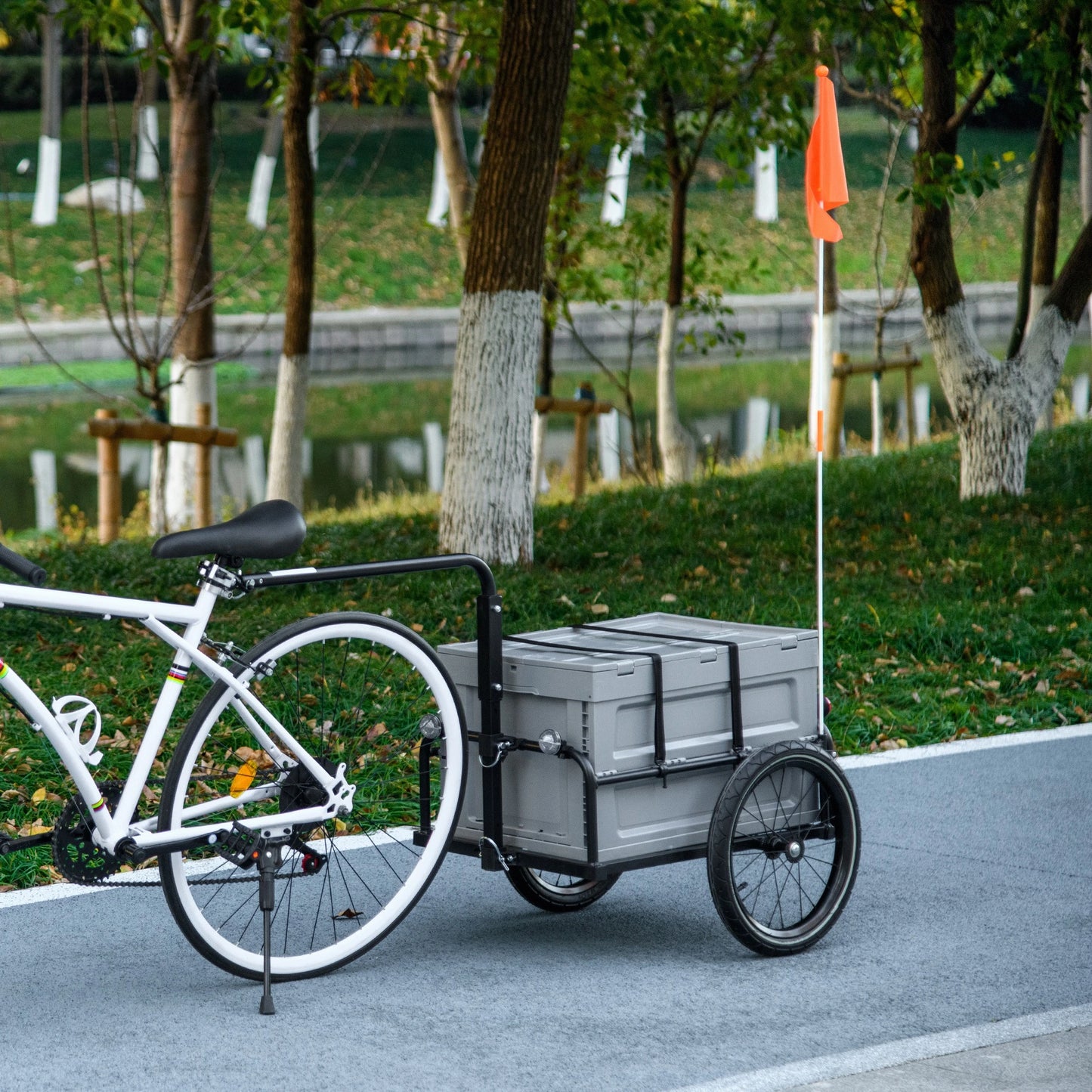 Steel Bike Trailer, Foldable Storage Box, Safe Reflectors, Max Load 88LBS Bike Cargo Trailers at Gallery Canada