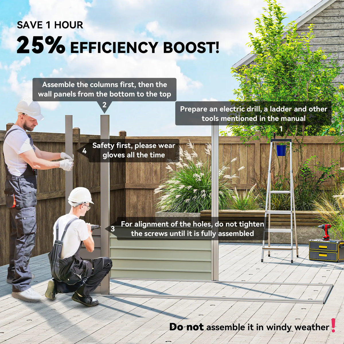 8 x 4FT Galvanized Metal Garden Shed, Double Doors, 2 Vents, Light Grey Sheds at Gallery Canada