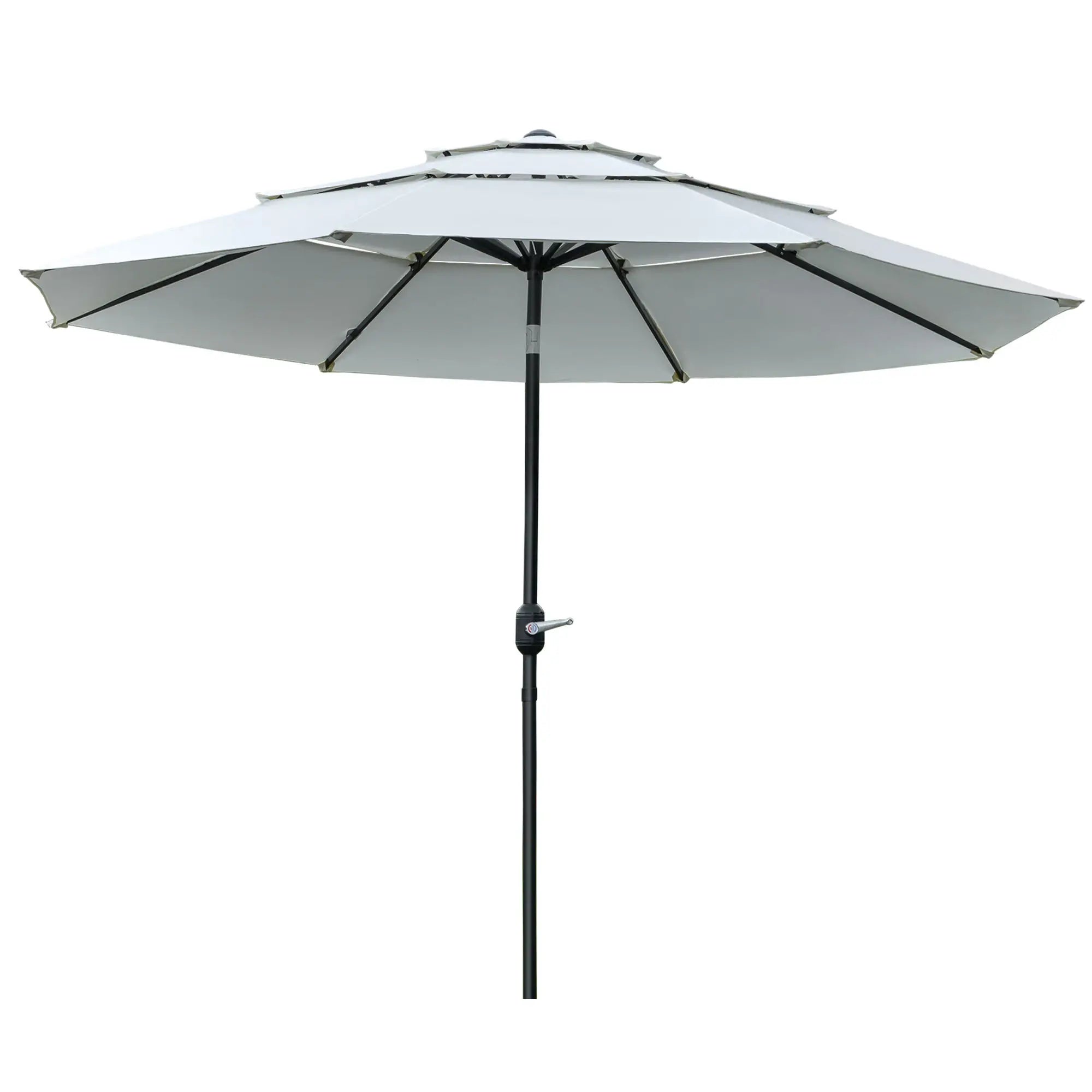 9FT 3-Tier Patio Umbrella, Crank & Tilt, Cream White Sun Umbrellas Cream White, Black at Gallery Canada