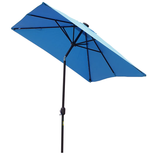 6' X 10' Rectangular Patio Umbrella, 22 LED Solar Lights, Tilt, Light Blue Sun Umbrellas Light Blue at Gallery Canada