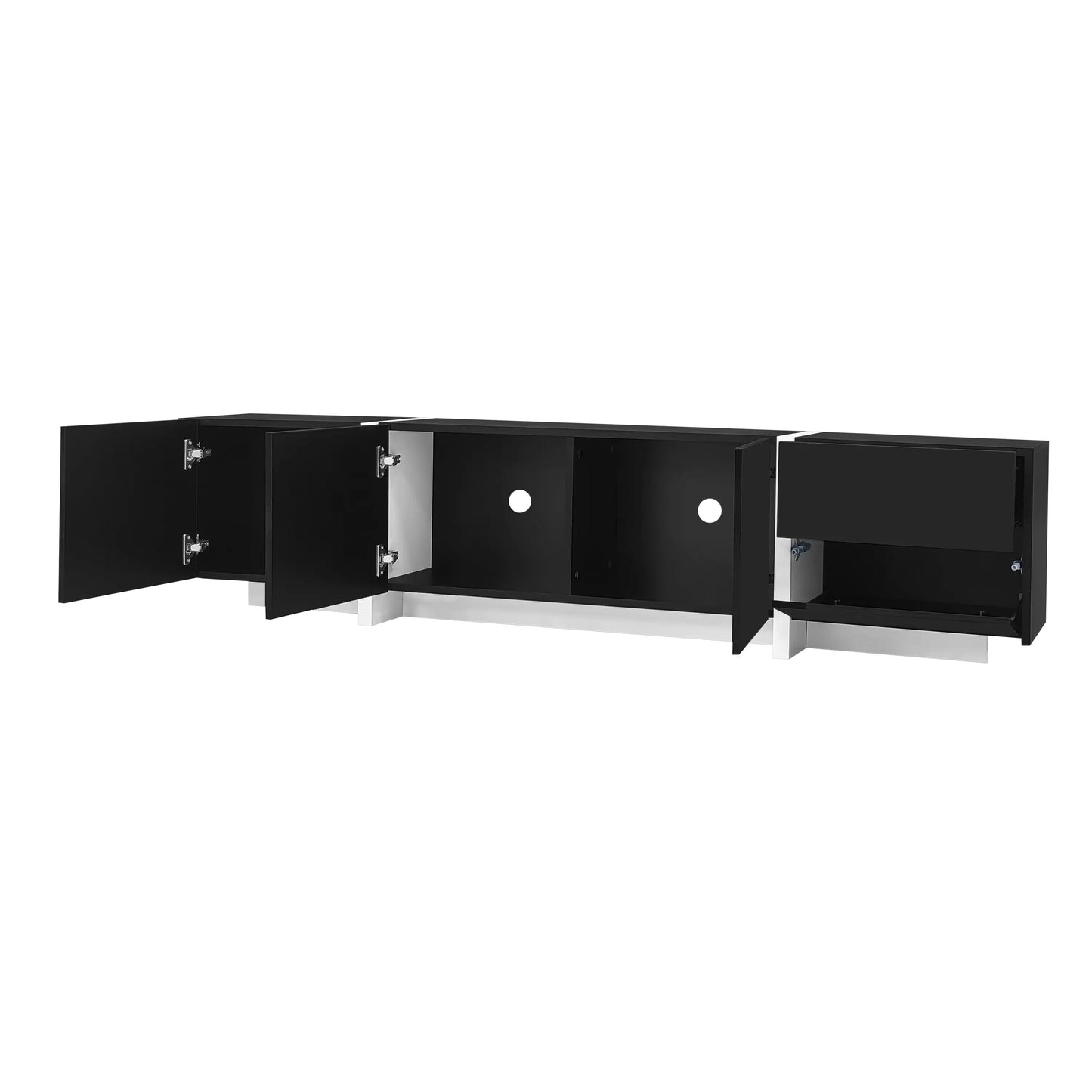 TV Cabinet, High Gloss Finish, LED Light, 67" L x 11.5" W x 11.5" H, Black TV Stands at Gallery Canada