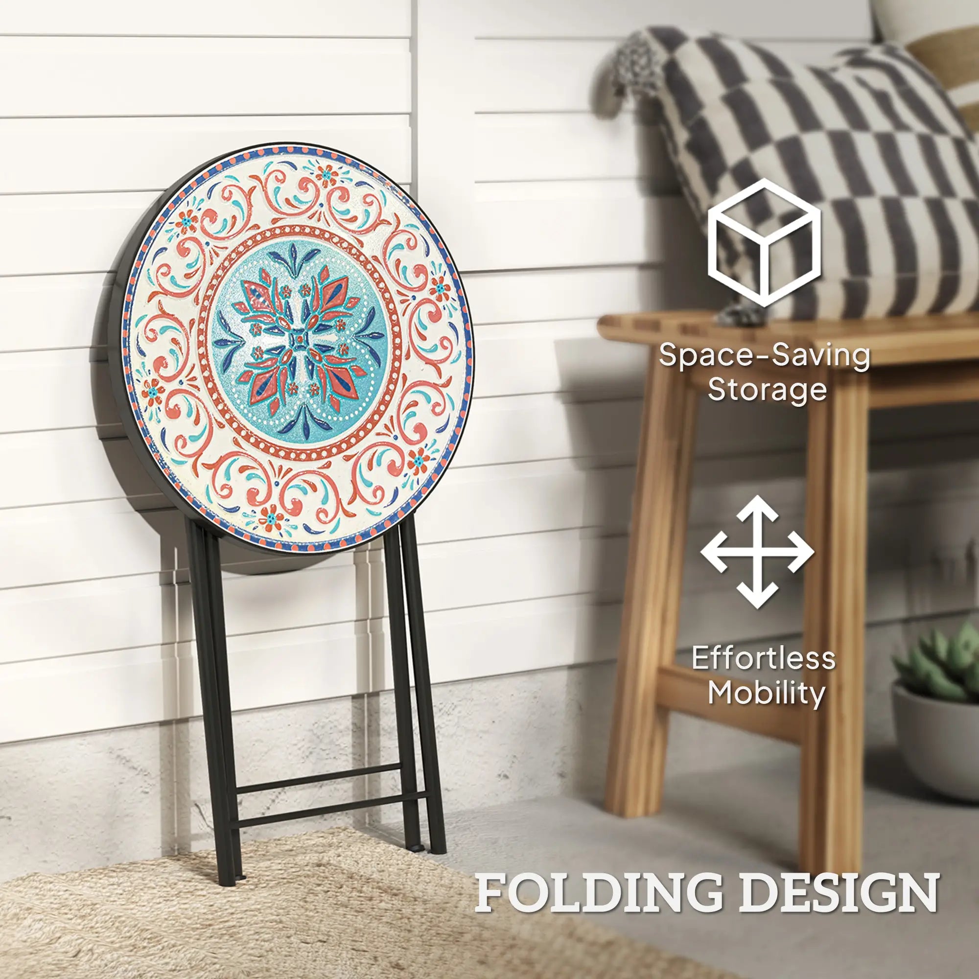 Mosaic Outdoor Patio Side Table, 14