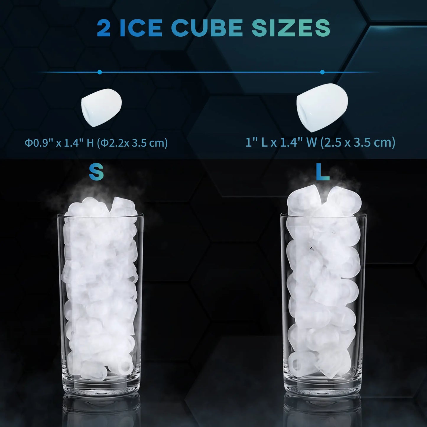 Portable Ice Maker, Self Cleaning, 9 Cubes in 6 Mins, 26lbs/24Hrs, 2 Sizes Small Kitchen Appliances at Gallery Canada